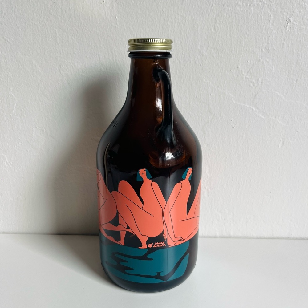 Artistic Brown Glass Bottle with Nude Design